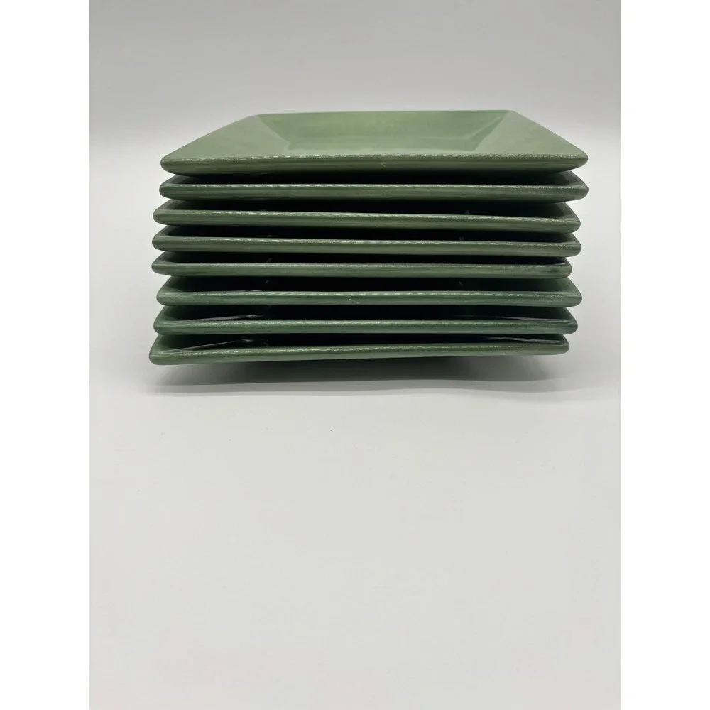 Corsica Dinnerware Set of 8‎ Green Square Salad Plates Stoneware